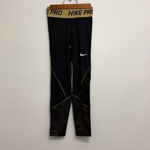 Nike Kids Black and Gold Leggings